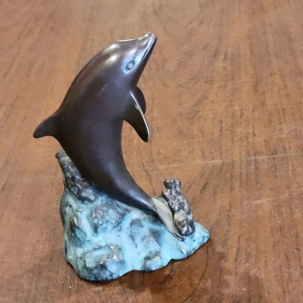 Vtg Dolphin Sculpture Bronze Brass by San Pacific International SPI